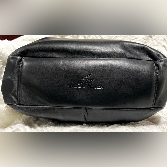 Y2K Stone Mountain Leather Dual Leather Chain Link Handles Tote Shoulder Bag - Picture 8 of 13